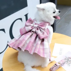 Dog Cat Harness Dress Fashion Cute Basic Washable Comfortable Outdoor Casual Daily Walking Dog Clothing for Bichon Frise Pomeranian Baby Pet Papillon Small