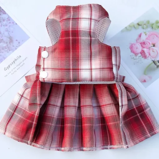 Dog Cat Harness Dress Fashion Cute Basic Washable Comfortable Outdoor Casual Daily Walking Dog Clothing for Bichon Frise Pomeranian Baby Pet Papillon Small