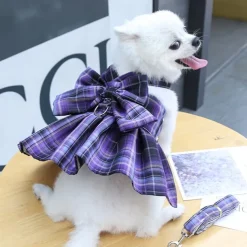 Dog Cat Harness Dress Fashion Cute Basic Washable Comfortable Outdoor Casual Daily Walking Dog Clothing for Bichon Frise Pomeranian Baby Pet Papillon Small