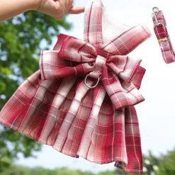 Dog Cat Harness Dress Fashion Cute Basic Washable Comfortable Outdoor Casual Daily Walking Dog Clothing for Bichon Frise Pomeranian Baby Pet Papillon Small