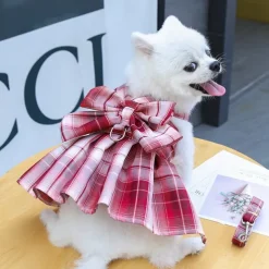 Dog Cat Harness Dress Fashion Cute Basic Washable Comfortable Outdoor Casual Daily Walking Dog Clothing for Bichon Frise Pomeranian Baby Pet Papillon Small