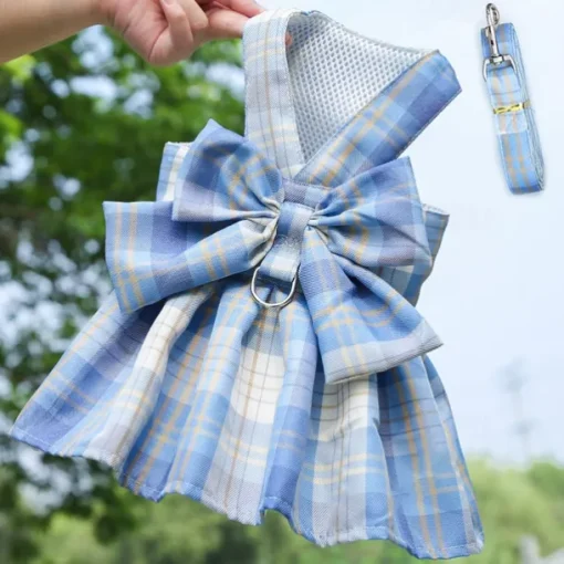 Dog Cat Harness Dress Fashion Cute Basic Washable Comfortable Outdoor Casual Daily Walking Dog Clothing for Bichon Frise Pomeranian Baby Pet Papillon Small