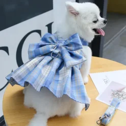 Dog Cat Harness Dress Fashion Cute Basic Washable Comfortable Outdoor Casual Daily Walking Dog Clothing for Bichon Frise Pomeranian Baby Pet Papillon Small