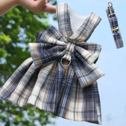 Dog Cat Harness Dress Fashion Cute Basic Washable Comfortable Outdoor Casual Daily Walking Dog Clothing for Bichon Frise Pomeranian Baby Pet Papillon Small