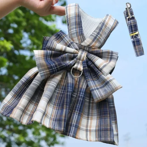 Dog Cat Harness Dress Fashion Cute Basic Washable Comfortable Outdoor Casual Daily Walking Dog Clothing for Bichon Frise Pomeranian Baby Pet Papillon Small