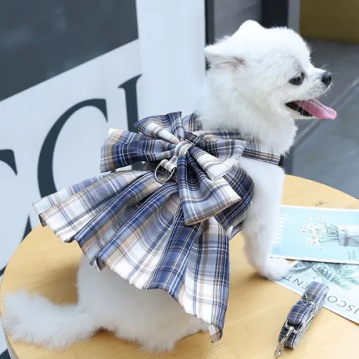 Dog Cat Harness Dress Fashion Cute Basic Washable Comfortable Outdoor Casual Daily Walking Dog Clothing for Bichon Frise Pomeranian Baby Pet Papillon Small