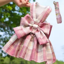 Dog Cat Harness Dress Fashion Cute Basic Washable Comfortable Outdoor Casual Daily Walking Dog Clothing for Bichon Frise Pomeranian Baby Pet Papillon Small