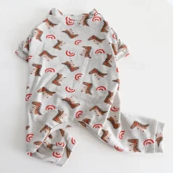 Dog Cat Pajamas Fashion Cute Winter Soft Washable Comfortable Indoor Casual Daily Dog Clothing for Bichon Frise Poodle Pomeranian Baby Pet Papillon