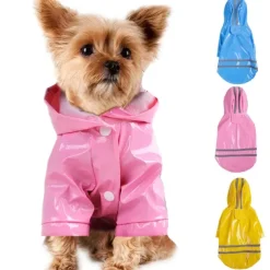 Dog Cat Rain Coat Jacket Raincoat Reflective Band Puppy Clothes Fashion Waterproof Windproof Trendy Reflective Waterproof Outdoor Dog Clothing