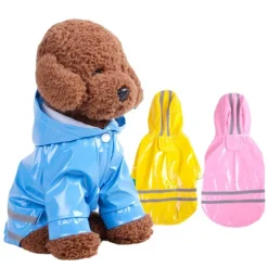 Dog Cat Rain Coat Jacket Raincoat Reflective Band Puppy Clothes Fashion Waterproof Windproof Trendy Reflective Waterproof Outdoor Dog Clothing