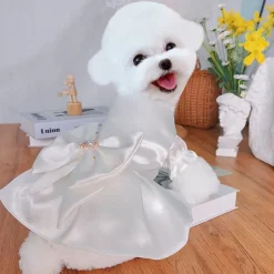 Dog Cat Wedding Dress Fashion Party Winter Breathable Soft Washable Comfortable Outdoor Wedding Party Casual Daily Dog Clothing for Bichon Frise Pomeranian Baby Pet Papillon Small