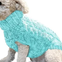 Dog Coat,Nmch Small Dog Sweaterss Knitted Pet Cat Dog Sweaters Warm Dog Sweatshirt Dog Winter Clothes Kitten Puppy Turtleneck Dog Sweaters(Blue,L)
