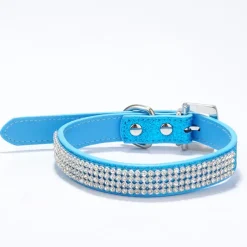 Dog Collar Adjustable / Retractable Rhinestone PU Leather Purple Red Blue Pink Black for Girl Dog