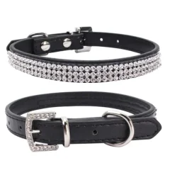 Dog Collar Adjustable / Retractable Rhinestone PU Leather Purple Red Blue Pink Black for Girl Dog