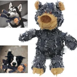 Dog Companion For Heavy Chewers,Indestructible Bear Dog Toy- Durable Squeaky Plush Toy, Unbreakable and Robust for Aggressive Chewers