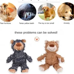 Dog Companion For Heavy Chewers,Indestructible Bear Dog Toy- Durable Squeaky Plush Toy, Unbreakable and Robust for Aggressive Chewers