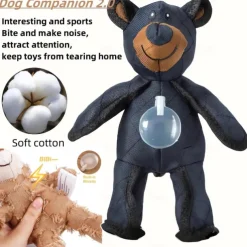 Dog Companion For Heavy Chewers,Indestructible Bear Dog Toy- Durable Squeaky Plush Toy, Unbreakable and Robust for Aggressive Chewers