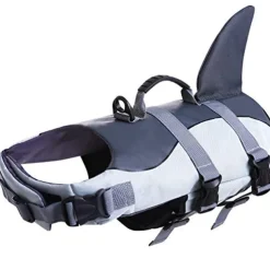 Dog Life Jacket Ripstop Pet Floatation Vest Saver Swimsuit Preserver For Water Safety At The Pool, Beach, Boating Grey