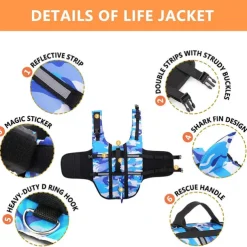 Dog Life Vest Dog Life Jacket Reflective Adjustable Safety Beach Pool Dog Clothing