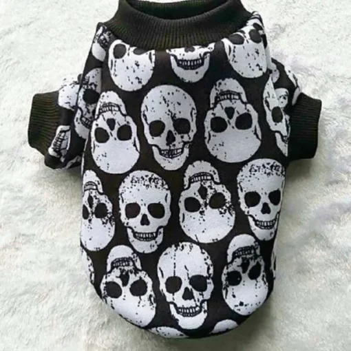 Dog Shirt Sweatshirt Skull Dog Clothes Puppy Clothes Dog Outfits Multicolor Black Sweatshirts Dog XS