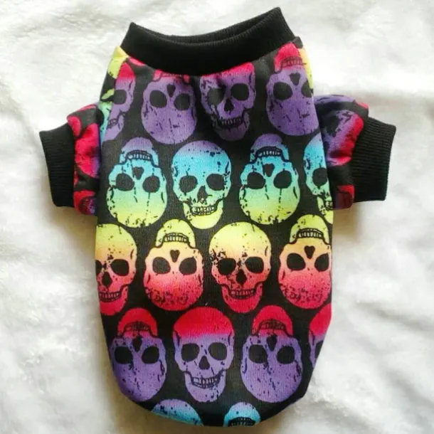 Dog Shirt Sweatshirt Skull Dog Clothes Puppy Clothes Dog Outfits Multicolor Black Sweatshirts Dog XS