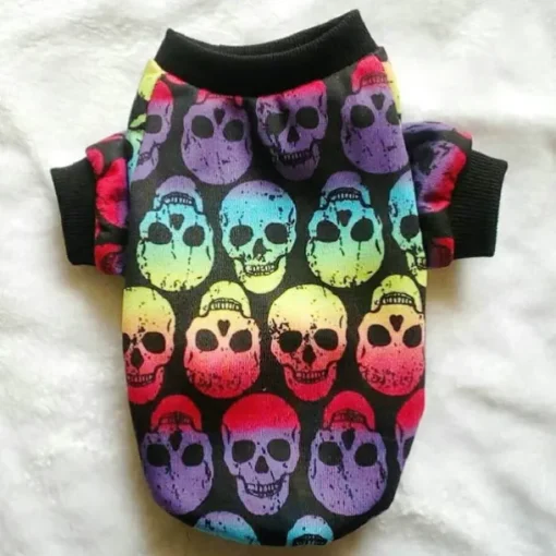 Dog Shirt Sweatshirt Skull Dog Clothes Puppy Clothes Dog Outfits Multicolor Black Sweatshirts Dog XS