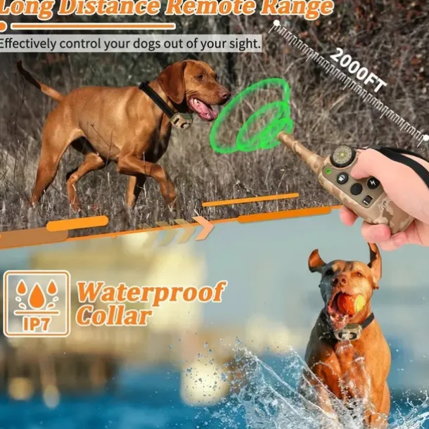 Dog Shock Collar Dog Training Collar With Remote 2000ft Waterproof Rechargeable Electric Training Collar