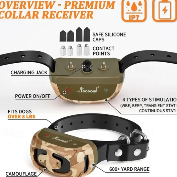 Dog Shock Collar Dog Training Collar With Remote 2000ft Waterproof Rechargeable Electric Training Collar