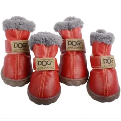 Dog Shoes,Dog Boots / Shoes Keep Warm Faux Leather Solid Colored Leather For Pets PU Leather Silver Gray Dog Boots