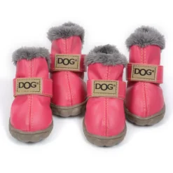 Dog Shoes,Dog Boots / Shoes Keep Warm Faux Leather Solid Colored Leather For Pets PU Leather Silver Gray Dog Boots