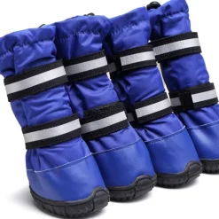 Dog Shoes,Dog Boots Waterproof Shoes For Large Dogs,dog Boots Warm Lining Nonslip Rubber Sole For Snow Winter,anti-slip Sole Pet Paw Protectors 4pcs (l, Blue) Dog Boots