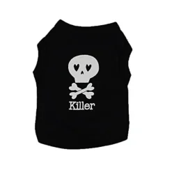 Dog skull print summer black series vest breathable puppy vest clothes pet clothing suitable for small and medium dogs puppies and cats