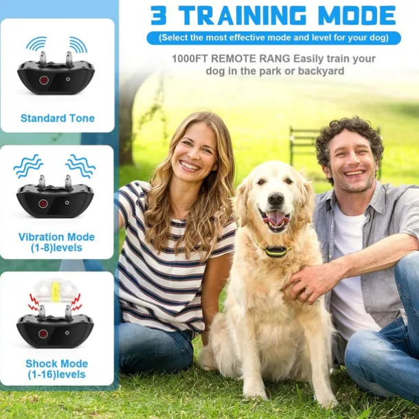 Dog Training Anti Bark Device Shock Collar For Dogs With Remote Remote Controlled Adjustable Electronic 2 Receiver Rechargeable Dog Shock Collar 3 Modes Beep Vibration Dog Pets Waterproof Rechargable