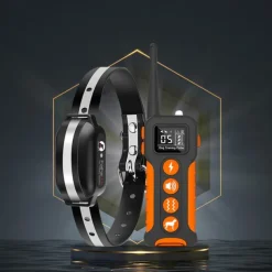 Dog training collar LCD screen display three training modes beeping vibration electric shock with strong torch IP67 waterproof suitable for medium and large dogs With anti loss rope