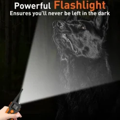 Dog training collar LCD screen display three training modes beeping vibration electric shock with strong torch IP67 waterproof suitable for medium and large dogs With anti loss rope