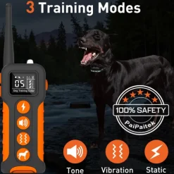 Dog training collar LCD screen display three training modes beeping vibration electric shock with strong torch IP67 waterproof suitable for medium and large dogs With anti loss rope