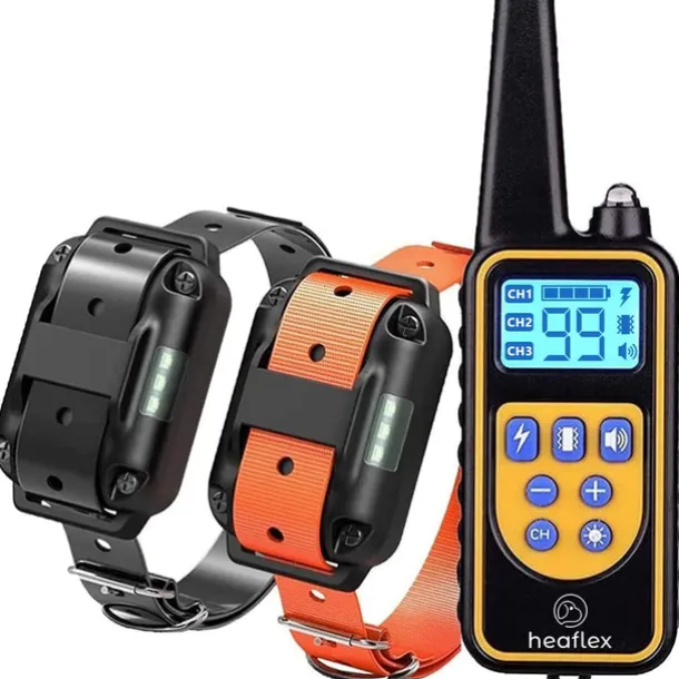 Dog Training Collar Waterproof Rechargeable 2600ft Remote Dog Shock Collar with LED Light Beep Vibration Shock for Medium/Large Breed 2 Electronic Collars Neck Lanyard