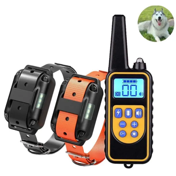 Dog Training Collar Waterproof Rechargeable 2600ft Remote Dog Shock Collar with LED Light Beep Vibration Shock for Medium/Large Breed 2 Electronic Collars Neck Lanyard
