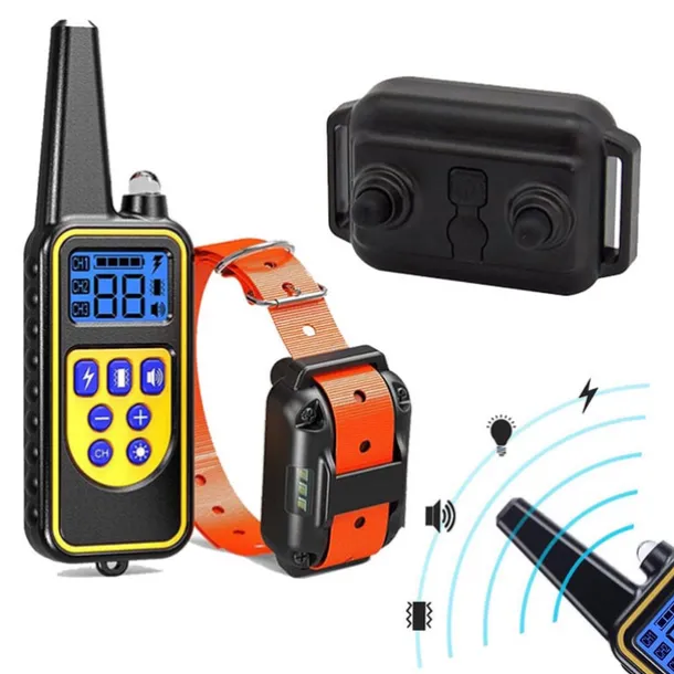 Dog Training Collar Waterproof Rechargeable 2600ft Remote Dog Shock Collar with LED Light Beep Vibration Shock for Medium/Large Breed 2 Electronic Collars Neck Lanyard