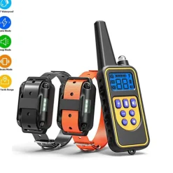 Dog Training Collar Waterproof Rechargeable 2600ft Remote Dog Shock Collar with LED Light Beep Vibration Shock for Medium/Large Breed 2 Electronic Collars Neck Lanyard