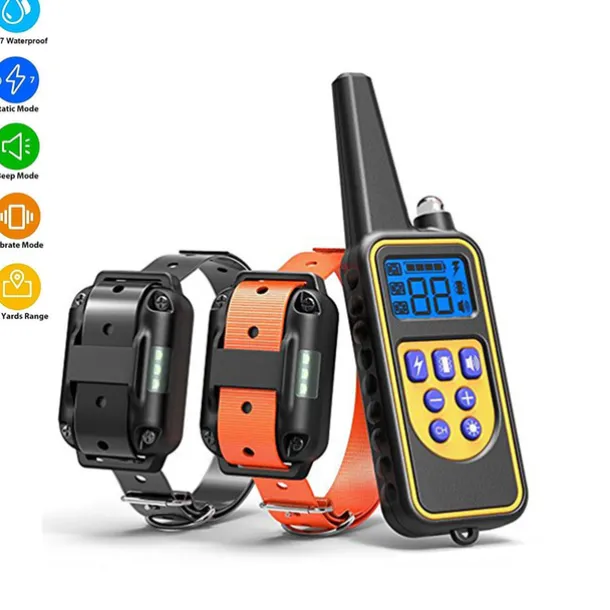 Dog Training Collar Waterproof Rechargeable 2600ft Remote Dog Shock Collar with LED Light Beep Vibration Shock for Medium/Large Breed 2 Electronic Collars Neck Lanyard