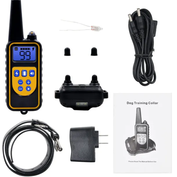 Dog Training Collar Waterproof Rechargeable 2600ft Remote Dog Shock Collar with LED Light Beep Vibration Shock for Medium/Large Breed 2 Electronic Collars Neck Lanyard