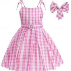 Doll Dress Cosplay Costume Masquerade Retro Vintage Hot Pink Movie Cosplay for Girls' Kid's Children's Day Masquerade