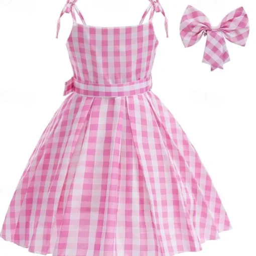 Doll Dress Cosplay Costume Masquerade Retro Vintage Hot Pink Movie Cosplay for Girls' Kid's Children's Day Masquerade
