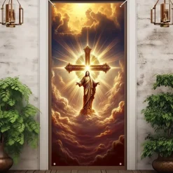 Door Decorations Door Covers Jeus Door Tapestry Door Curtain Decoration Backdrop Indoor/Outdoor Door Banner for Front Door Farmhouse