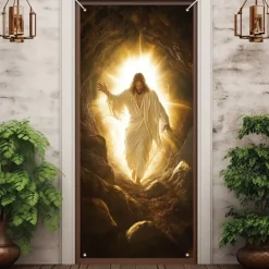 Door Decorations Door Covers Jeus Door Tapestry Door Curtain Decoration Backdrop Indoor/Outdoor Door Banner for Front Door Farmhouse