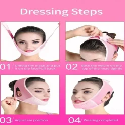 Double Chin Eliminator - V Line Lifting Mask with Chin Strap for Double Chin for Women -Face Lift, Prevent Sagging, V Shaped Slimmer - Innovative Lifting Tech (Pink)