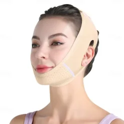 Double Chin Eliminator - V Line Lifting Mask with Chin Strap for Double Chin for Women -Face Lift, Prevent Sagging, V Shaped Slimmer - Innovative Lifting Tech (Pink)