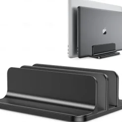 Double Desktop Stand Holder with Adjustable Dock Up to 17.3 inch Dock Version Vertical Laptop Stand