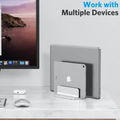 Double Desktop Stand Holder with Adjustable Dock Up to 17.3 inch Dock Version Vertical Laptop Stand